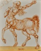 Lote 2636 - Salvador Dali (1904-1989) - Placa cerâmica, motivo "Le Centaure", assinada, Edição numerada 149/490, com 25x20 cm (moldura com 42,5x37,5 cm). Com Certificado de Autenticidade