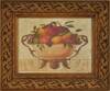 Lote 6 - Quadro com estampa colorida com cesto de frutos, mancha cm 22x6,5 cm e moldura com 29,5x24,5 cm, em madeira talha - 2