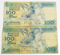 Lote 58 - DUAS NOTAS DA REPÚBLICA PORTUGUESA - Notas Banco de Portugal de 100 escudos Fernando Pessoa 1888-1935 24 de 11 de 1988 e 1888-1935 16 de 10 de 1986. Sem classificação atribuida pela Oportunity, cabe ao licitante atribuir a classificdação e a val