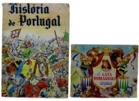 Lote 315 - CADERNETAS ANTIGAS DE CROMOS - Conjunto de 2 cadernetas, sendo: "A Gata Borralheira - Colecção de 136 Estampas". Edição da Agência Portugueza de Revistas; e "História de Portugal - Publicação de Interesse Pedagógico", Edição Mundo de Aventuras,