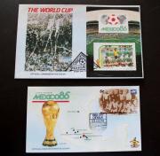 Lote 806 - FILATELIA - FDC SOBRESCRITO 1º DIA TEMÁTICA FUTEBOL - 2 un - 1986 - MEXICO, selos de TUVALU e ST VICENT, equipa do México e o Uruguai campeões de 1950, peças como novas