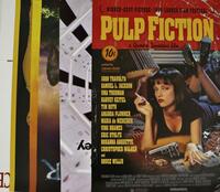 Lote 258 - PÓSTERES DE FILMES - Conjunto de 6 unidades com decoração policromada alusivos aos filmes: "Pulp Fiction"; "2001 A Space Odyssey"; "Kill Bill"; "Avatar"; "Scarfece"; e "Kill Bill 2". Dim: 91x61 cm. Nota: em bom estado