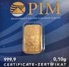 Lote 1 - BARRA DE OURO 999,9 - Barra de ouro 99,9% de 0,10 g, PIM Gold em invólucro selado, numerado e certificado de autenticidade emitido pela PIM, NMR Melter Assayer. Peso: 0.10 g. http://www.lbma.org.uk/pricing-and-statistics - 3