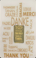 Lote 23 - BARRA DE OURO 999,9 - Barra de ouro 99,9% de 0,10 g, NZP "Thank You - Obrigado" em invólucro selado e certificado de autenticidade emitido pela Niziplioglu Metal Rafineri. Peso: 0.10 g. http://www.lbma.org.uk/pricing-and-statistics  