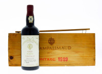 Lote 29 - PORTO CHAMPALIMAUD VINTAGE 1989 - 4 garrafas de Vinho do Porto, Vintage 1989, Montez Champalimaud, (750ml - 19%vol.). Nota: conjunto com um valor de venda de € 359,60. Em caixa de madeira original. Consultar valor indicativo unitário em https://