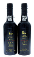 Lote 46 - PORTO QUINTA DO ESTANHO LBV 2000 - 2 garrafas de Vinho do Porto, Quinta do Estanho. Late Bottled Vintage 2000, engarrafado em 2005, Jaime Acácio Queiroz Cardoso, Cheires, Alijó, (375ml - 20%vol.)