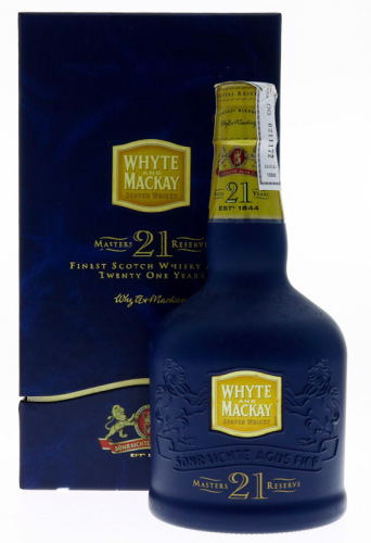 Lote 62 - WHISKY WHITE AND MACKAY 21 ANOS – Garrafa de Whisky, Masters Reserve, 21 Years, Escócia, (700ml – 40%vol). Nota: garrafa idêntica à venda por € 137,74. Em caixa/estojo original. Consultar valor indicativo em https://t.ly/vGYJ