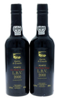 Lote 107 - PORTO QUINTA DO ESTANHO LBV 2000 - 2 garrafas de Vinho do Porto, Quinta do Estanho. Late Bottled Vintage 2000, engarrafado em 2005, Jaime Acácio Queiroz Cardoso, Cheires, Alijó, (375ml - 20%vol.)