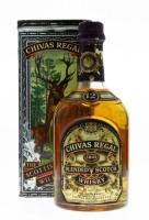 Lote 201 - WHISKY CHIVAS REGAL 12 ANOS - Garrafa de Whisky, 12 Years Old, Blended Scotch Whisky, Chivas Brothers, Escócia (700ml - 40%vol). Nota: em caixa de metal original da Colecção Scottish Wildlife