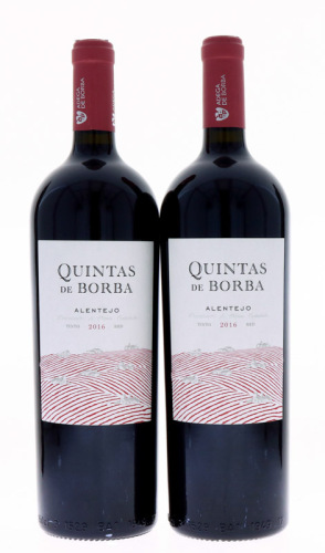 Lote 254 - QUINTAS DE BORBA 2016 MAGNUM - 2 garrafas Magnum de Vinho Tinto, DOS Alentejo, das castas aragonêz, alicante bouschet e syrah, produzido e engarrafado pela Adega Cooperativa de Borba, (1500ml – 13,5%vol.). Nota: de grande intensidade aromática,