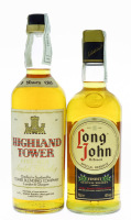 Lote 601 - GARRAFAS DE WHISKY - Conjunto de 2 garrafas de Whisky sendo 1 garrafa de Long John Special Reserve, (700ml - 40%vol.) e 1 garrafa de Highland Tower, (750ml - 43%vol.). Nota: garrafas antigas