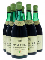 Lote 610 - ROMEIRA 1968 - 6 garrafas de Vinho Tinto, 1968, Caves Velhas, (750ml). Nota: conjunto com um valor de venda de € 142,50. Consultar valor indicativo unitário em https://t.ly/9wlO