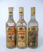 Lote 2281 - Conjunto 3 Garrafas Gin London Dry Gin - Qualidade superior - Caves Monte Crasto.