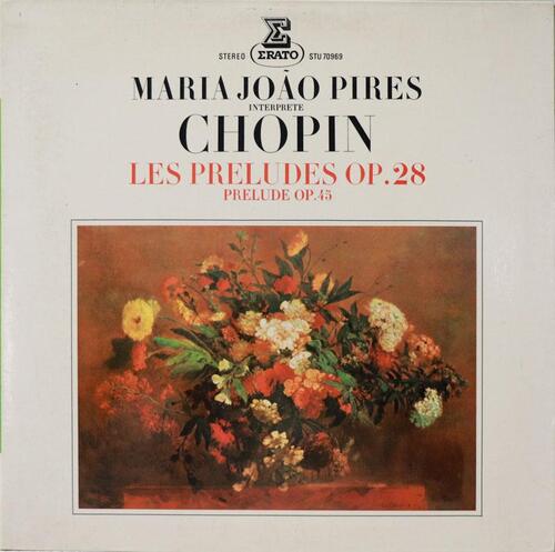 Lote 62 - MARIA JOÃO PIRES - disco de vinil 33 rpm com música de Chopin interpretada porr Maria João Pires: "Les Preludes Op. 28" e "Prelude Op.45". À venda por € 15 (https://www.discogs.com/sell/item/1161273300). Não testado, marcas de uso