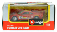 Lote 49 - BBURAGO, FERRARI GTO RALLY - Miniatura automóvel à escala 1:43 em metal encarnado. Bburago. Nota: em caixa original