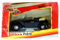 Lote 76 - TONKA, VOLKSWAGEN CABRIOLET - Miniatura automóvel à escala 1:25 em metal preto. Tonka Polistil. Nota: em caixa original. Caixa com defeitos