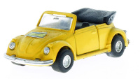 Lote 122 - VOLKSWAGEN - Miniatura automóvel à escala 1:35 em metal amarelo com capota aberta em plástico preto. Nota: sinais de manuseamento