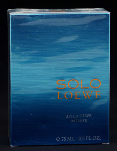 Lote 32 - LOEWE, FRASCO DE PERFUME - After Shave Intense "Solo", Made in Spain, 75 ml. Nota: sem uso, caixa selada