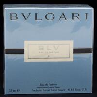 Lote 82 - BVLGARI, FRASCO DE PERFUME - Eau de Parfum "BLV II", Made in Italy, 25 ml. Nota: sem uso, caixa selada