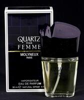 Lote 102 - MOLYNEUX PARIS, FRASCO DE PERFUME - Eau de Parfum "Quartz Pour Femme", Made in France, 30 ml. Nota: sem uso, caixa não selada