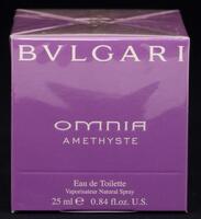 Lote 110 - BVLGARI, FRASCO DE PERFUME - Eau de Toilette "Omnia Amethyste", Made in Italy, 25 ml. Nota: sem uso, caixa selada