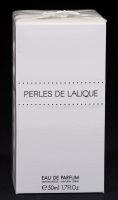 Lote 119 - LALIQUE, FRASCO DE PERFUME - Eau de Parfum "Perles de Lalique", Made in France, 50 ml. Nota: sem uso, caixa selada