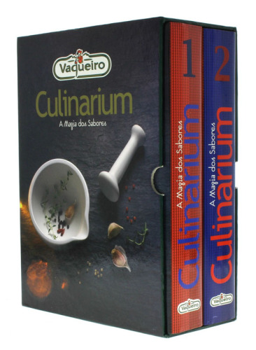 Lote 76 - CULINARIUM - A MAGIA DOS SABORES, LIVROS - 2 Vols. Por AA.VV. Edição do Instituto Culinário Vaqueiro, Lisboa. Exemplares idêntico encontram-se à venda por € 85. 1ª Edição. Dim: 27x21 cm. Encadernações cartonadas em tele verde com letras a seco e