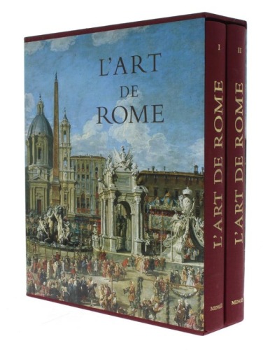 Lote 123 - L'ART DE ROME, LIVROS - 2 Vols. Edição em língua francesa. (2 Vols. / Tomos). Direcção de Marco Bussagli. Editora: Mengès, Paris, 1999. Dim: 32x28 cm. Encadernações cartonadas em tele com ferros a ouro, em caixa arquivadora cartonada. Profusame