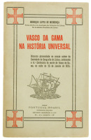 Lote 166 - VASCO DA GAMA NA HISTÓRIA UNIVERSAL, OPÚSCULO - Por Henrique Lopes de Mendonça. Editora: Portugal-Brasil / Sociedade Editora Arthur Brandão, Lisboa, [s/d]. Dim: 19x12 cm. Encadernação de capa de brochura. Nota: páginas por abrir. Nota: exemplar