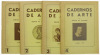 Lote 217 - CADERNOS DE ARTE, COLECÇÃO - 10 Vols. (Donº 1 ao nº 10). Conjunto com valo de € 100. Por Diogo de Macedo. Lisboa, 1951. Dim: 25x18 cm. Encadernação de capa de brochura. Profusamente ilustrados. Nota: exemplares bem estimados. Consultar valor in - 2