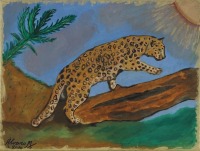 Lote 85 - ÁLVARO - ORIGINAL - Pintura a óleo sobre tela, assinada e datada de 2010, motivo: "Leopardo". Dim: 30x40 cm. Nota: sem moldura