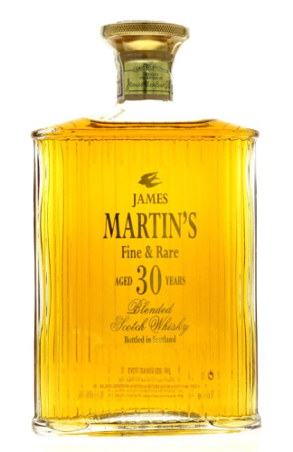 Lote 11 - WHISKY JAMES MARTIN'S 30 ANOS - Garrafa de Whisky, Fine & Rare, Aged 30 Years, Blended Scotch, Escócia (700ml - 43%vol). Nota: garrafa idêntica à venda por € 1.495. Consultar valor indicativo em Consultar valor indicativo em https://t.ly/WVNW