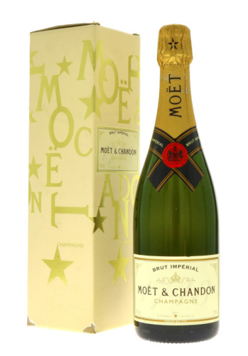 Lote 59 - CHAMPAGNE MOET & CHANDON - Garrafa de Champagne Francês, Brut Imperial, Moët et Chandon Epernay, França (750ml - 12% vol.). Nota: garrafa idêntica à venda por € 36,90. Em caixa de cartão original. Consultar valor indicativo em https://www.garraf