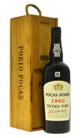 Lote 106 - PORTO POÇAS JUNIOR VINTAGE 1960 - Garrafa de Vinho do Porto, Vintage 1960, Manoel D. Poças Junior, Vila Nova de Gaia, (750ml). Nota: garrafa idêntica à venda por € 360. Em caixa de madeira original. Consultar valor indicativo em https://t.ly/NU