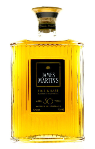 Lote 124 - WHISKY JAMES MARTIN'S 30 ANOS - Garrafa de Whisky, Fine & Rare, Aged 30 Years, Blended Scotch, Escócia (700ml - 43%vol). Nota: garrafa idêntica à venda por € 1.495. Consultar valor indicativo em Consultar valor indicativo em https://t.ly/WVNW