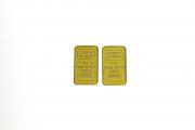 Lote 3626 - Duas Barras de ouro fino 24kt ou 999,9 com 5gr de peso cada, total 10gr, com punção Credit Suisse e numeradas