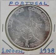 Lote 39 - Moeda em Prata de 1.000$00 comemorativa dos 75 Anos da Liga dos Combatentes, emitida em 1998, MBC