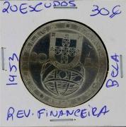 Lote 155 - Numismática - Moedas; Portugal; 20 Escudos 1953 - Revolução Financeira Moeda em PRATA; Estado: Belo; Cotação pelo anuário numismática 2013 - 30€