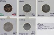 Lote 156 - Numismática - Moedas; Brasil; 5 Moedas; Estado: Visível; Cotação Krause: 46€; Origem Coleccionador José A.T.Macedo
