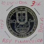 Lote 181 - Numismática - Moedas; Portugal; 20 Escudos 1953 - Revolução Financeira Moeda em PRATA; Estado: Belo; Cotação pelo anuário numismática 2013 - 30€