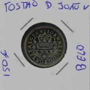 Lote 224 - Numismática - Moedas; Portugal - Monarquia; Tostão D. João V; Moeda em PRATA; Estado: Belo; Cotação pelo anuário numismática 2013 - 150€