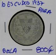 Lote 298 - Numismática - Moedas; Portugal; 10 Escudos 1937 Moeda em Prata; Escassa; Estado: Belo; Cotação pelo anuário numismatica 2013 - 800€