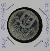Lote 347 - Numismática - Moedas; Portugal; 10 Escudos 1954 Moeda em PRATA; Estado: Belo; Cotação pelo anuário numismatica 2013 - 20€