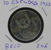 Lote 371 - Numismática - Moedas; Portugal; 10 Escudos 1955 Moeda em PRATA; Estado: Belo; Cotação pelo anuário numismatica 2013 - 20€