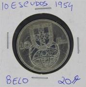 Lote 395 - Numismática - Moedas; Portugal; 10 Escudos 1954 Moeda em PRATA; Estado: Belo; Cotação pelo anuário numismatica 2013 - 20€