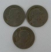 Lote 442 - Três moedas em alpaca de 1$00 Republica Portuguesa datadas de 1928