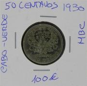 Lote 446 - Numismática - Moedas; Portugal - Colónias; 50 Centavos 1930 de Cabo Verde; Estado: MBC; Cotação pelo anuário numismática 2013 - 100€
