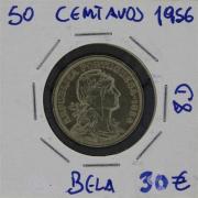 Lote 595 - Numismática - Moedas; Portugal; 50 Centavos 1956; Estado: Belo; Cotação pelo anuário numismática 2013 - 30€