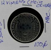 Lote 612 - Numismática - Moedas; Portugal - Monarquia; 12 Vinténs (Meio Cruzado) 1748 D. João V; Moeda em PRATA; Estado: MBC; Cotação pelo anuário numismática 2013 - 100€