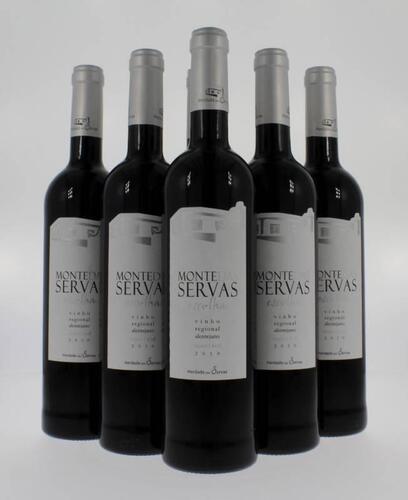 Lote 1321 - Seis garrafas de vinho tinto, da região do Alentejo, da marca Monte das Servas Escolha, 2010, (14% vol. - 750 ml)